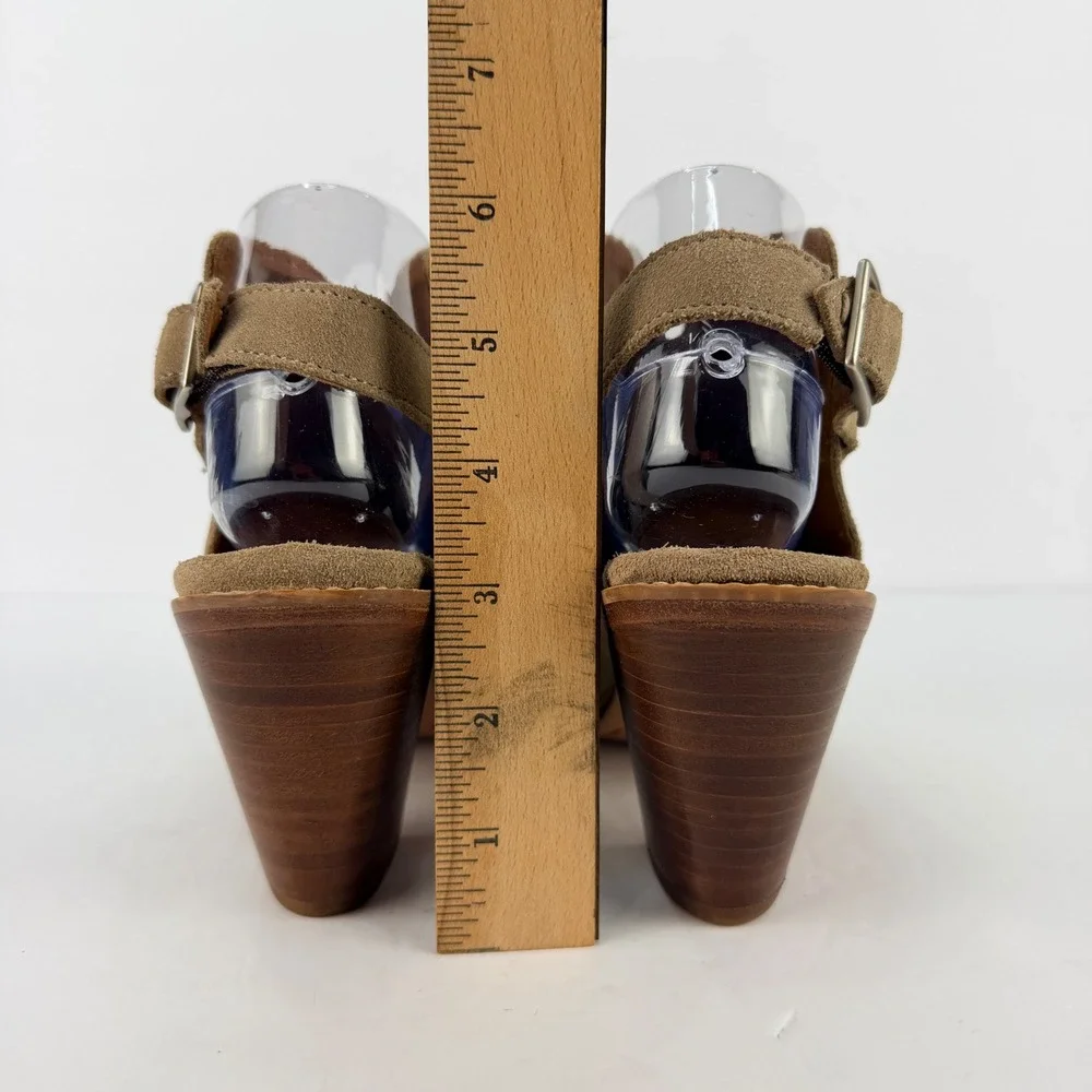 Frye Women 7.5 Courtney Ash Suede Slingback Peep Toe Heel Sandals Western Luxury